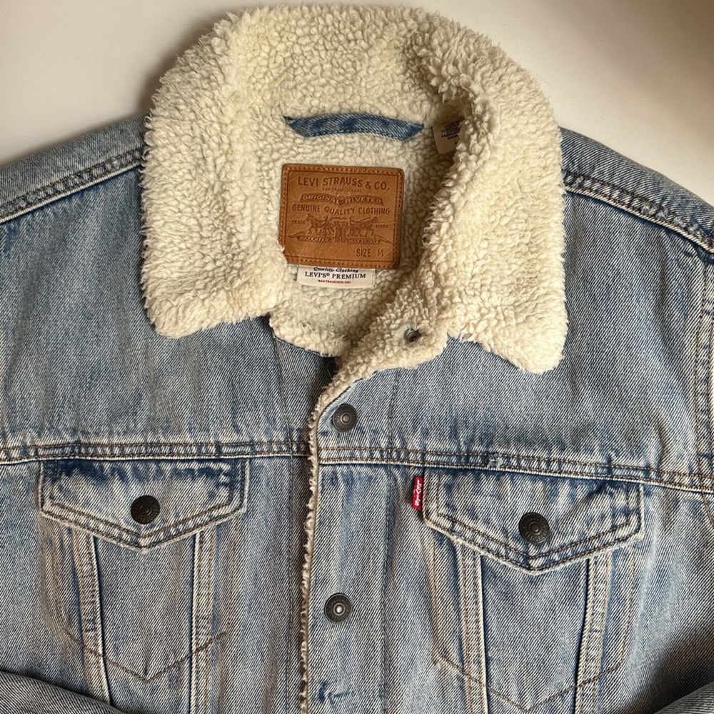 Mens Medium Levi Strauss Sherpa Lined Denim Jacket - Picture 3 of 6